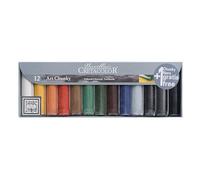 CRETACOLOR Art Chunky Set, charbons de couleur, set de 12 pièces, 12 couleurs, méga-crayons à charbons ronds, à peindre à l'eau, convient à toutes les techniques, frottage doux