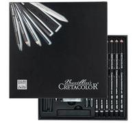 CRETACOLOR Black Box, set de 20 pièces pour le dessin et le fusain, coffret cadeau, avec gomme malaxée et gomme à papier