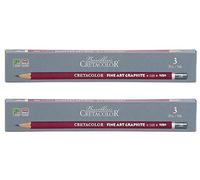 CRETACOLOR Cleos Fine Art Graphite 2B Lot de 3 Crayons (Lot de 2), Noir, 160 02