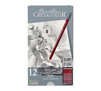 CRETACOLOR CLEOS Fine Art Graphite, crayons graphite incassables, 12 pièces, bois de cèdre, design hexagonal, différentes gradations, convient pour l'école et le privé