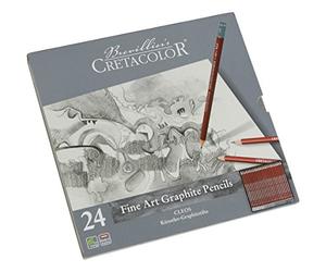 CRETACOLOR CLEOS Fine Art Graphite, crayons graphite incassables, 24 pièces, jusqu'à 20 degrés, utilisation polyvalente, convient pour le graphisme/le design/l'art