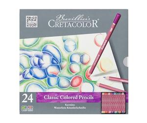 CRETACOLOR Karmina, crayons d'artiste résistants à l'eau, 24 couleurs, couleurs intenses, les couleurs peuvent être mélangées, mine de 3,8mm, trait doux et saturé