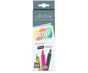 Cretacolor - Lot de 6 MEGA Neon & Artiste graphite studio