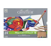 CRETACOLOR Megacolor Crayons de couleur, crayons d'artiste, extra épais pour les grandes surfaces, 24 crayons de couleur, possibilité de peindre en couches de couleur
