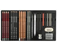 CRETACOLOR Teacher's Choice, Advanced Drawing Set, set d'esquisse pour débutants et professionnels, set de 27 pièces, set de haute qualité pour avancés, gomme et taille-crayon inclus