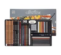 CRETACOLOR Ultimo, set de croquis, 35 pièces, set d'artiste complet, y compris gomme et taille-crayon, divers matériaux de dessin