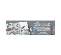 CRETACOLOR Watercolor Graphite Pocket Set, Crayons graphite aquarellables, 3 couleurs & 3 nuances de graphite, étui métallique robuste, l'abrasion de la mine est soluble dans l'eau