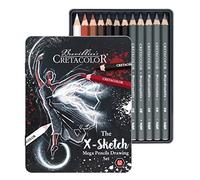 Cretacolor X Mega Drawing Boîte de 12 crayons à croquis, craie blanche, huile de sanguine, sépia clair, sépia foncé, néro, graphite