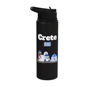 Crète souvenir Grèce vacances architecture grecque drapeau de la Grèce Stainless Steel Insulated Water Bottle