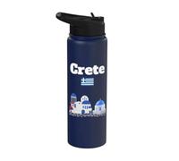 Crète souvenir Grèce vacances architecture grecque drapeau de la Grèce Stainless Steel Insulated Water Bottle
