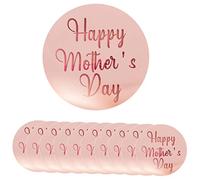 Crethinkaty Lot de 10 décorations rondes en acrylique avec miroir gravé « Happy Mother's Day » pour cupcakes et cupcakes (or rose)