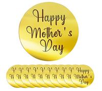 Crethinkaty Lot de 10 décorations rondes en acrylique avec miroir gravé « Happy Mother's Day » pour cupcakes et cupcakes (doré)