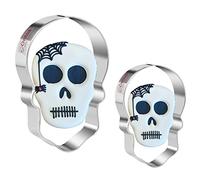 Crethinkaty Lot de 2 emporte-pièces en forme de tête de mort en acier inoxydable pour la pâtisserie