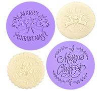 Crethinkaty Lot de 2 tampons à biscuits en relief en forme de Noël pour décoration de gâteaux ou cupcakes