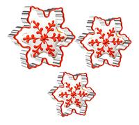 Crethinkaty Lot de 3 emporte-pièces de Noël en forme de flocon de neige en acier inoxydable avec bord en silicone souple pour biscuit, fondant
