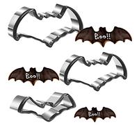 Crethinkaty Lot de 3 emporte-pièces d'Halloween en acier inoxydable en forme de chauve-souris pour Halloween