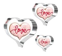 Crethinkaty Lot de 3 emporte-pièces en forme de cœur en acier inoxydable pour la Saint-Valentin