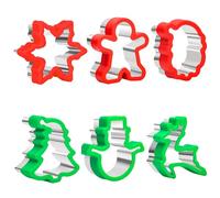 Crethinkaty Lot de 6 emporte-pièces de Noël en acier inoxydable avec prise en main confortable, pour homme en pain d'épices, arbre de Noël, faon, bonhomme de neige