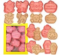 Crethinkaty Lot de 8 emporte-pièces d'Halloween - Sorcière, fantôme, crâne, chat noir, pic, pierre tombale, citrouilles, pour la cuisine