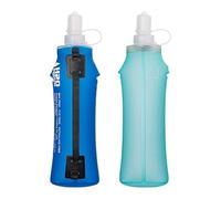 Cretosou Lot de 2 bouteilles d'eau souples de 500 ml avec poignée pour la course à pied - Bouteilles d'eau de voyage pliables pour sac d'hydratation, cyclisme, marathon, randonnée
