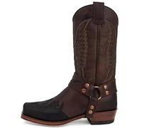 CRETUAO Bottes Western Cowgirl Knight pour Femme,Bottes mi-Mollet rétro Bout carré, Broderie Classique Botte décontractée Traditionnelle Campagne, Bottines Moto en Cuir pour Homme,Dark Brown,45 EU