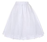 CRETUAO Jupon Vintage des années 50 pour Femmes,Jupe Tutu Fantaisie Crinoline,Robes soirée de Mariage Crinoline,Jupe Courte sans Cerceau roulé,mi-Longue en Tulle Longueur Genou sous-Jupe,Blanc,3XL