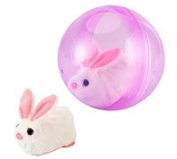 Cretvestsar Lapin interatif en peluche avec balle roulante automatique, jouet interactif animé pour enfants et tout-petits, balle lapin amusante pour chiens et chats (lapin rose)