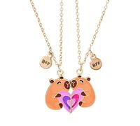 Cretvestsar Lot de 2 colliers Capybara BFF assortis avec pendentif en forme de cœur, bijoux d'animaux mignons pour filles, bijoux pour remise de diplôme, anniversaire, cadeaux de Noël, taille unique