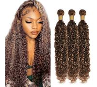 Creuost Extensions de cheveux humains vierges P4/30 - Couleur marron - 3 trames - Total de 300 g - Véritables non traités - Sans colle - Double trame - 71,1 cm, 76,2 cm, 81,3 cm