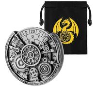 Creux Engrenag Roulette Dés Spinner, 7-en-1 Métal Spinner de Dés D&D, Gyroscope du Bout Des Doigts, Cadeaux DND avec Sacs Cadeau Logo Dragon, Jeu de Rôle, Accessoires de Jeu de Société, Argent Foncé