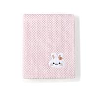 CREVENT 75 x 100 cm - Jolie Couverture Douillette pour bébé Fille, Nourrisson, Tout-Petits - Lit d'enfant, Poussette - Cadeau de Naissance, Baby Shower - Rose avec Motif Lapin