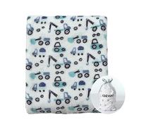 CREVENT Couverture Chaude pour bébé en Bas âge, Unisexe, Mignonne, légère, Soyeuse et Confortable, pour Toutes Les Saisons, Berceau, Poussette, 75cm x 100cm, Bleu avec Camion