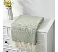 CREVENT Couverture Classique en Faux Cachemire Respirante, Douce et Chaude pour canapé-lit, décoration d'intérieur avec Pompons (Vert) 127 x 152 cm