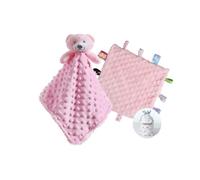 CREVENT Couverture de sécurité en Peluche Douce pour garçons et Filles - Excellent Cadeau pour Anniversaire, fête prénatale (Ours Rose + étiquette)