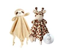 CREVENT Couverture Douillette en Peluche pour bébé, Doudou pour Filles et garçons, Anniversaire (Girafe + Paresseux)