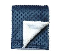 CREVENT - Couverture en Sherpa Confortable, Douce et Chaude pour bébés/Tout-Petits, Toutes Saisons dans Le Berceau/la Poussette, pour Filles - 75cmx100cm- Pois, Bleu Marine