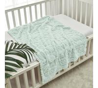CREVENT Couverture en Sherpa pour bébé Fille et garçon, agréable, Douce et Chaude, Cadeau de fête prénatale, 75 x 100 cm, Vert à Motif cœur