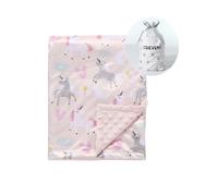 CREVENT Couverture en Vison pour Filles - Couverture de Berceau en Peluche Douce avec Dos à Pois pour Les Nouveau-nés et Les Tout-Petits - 75 cm x 100 cm (Licorne)