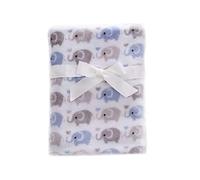 CREVENT Couverture Mignonne légère, Soyeuse et Chaude pour bébé garçon, Nourrisson, Nouveau-né, Unisexe, pour Berceau, Poussette, pour l'été et Le Printemps (75cmx100cm, Bleu éléphant)