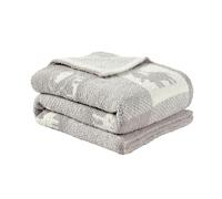 CREVENT Couverture pour bébé en chenille, douce et chaude, pour les filles et les garçons, essentiels pour les nouveaux-nés, cadeau de réception pour la douche de bébé - Gris animal 75X100cm