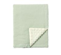 CREVENT Couverture pour bébé en mousseline de coton biologique pour les nouveaux-nés, dos doux en vison, essentiel pour la douche de bébé, cadeau d'anniversaire - Vert 75X100cm