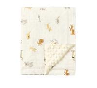 CREVENT Couverture pour bébé en mousseline de coton biologique pour les nouveaux-nés, dos doux en vison, essentiel pour la douche de bébé, cadeau d'anniversaire - Animal 75X100cm
