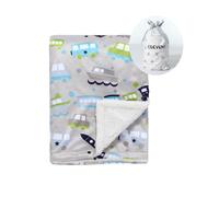 CREVENT Couverture pour bébés en vison pour filles et garçons, couverture de réception en peluche douce avec dos en sherpa, cadeaux pour les nouveau-nés et les tout-petits - 75 cm x 100 cm (Véhicule)