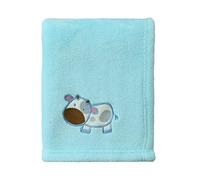 CREVENT Couverture pour petits enfants, douillette et chaude en polaire, pour filles et garçons, lit d'enfant, berceau et poussette, 75 x 100 cm, vache bleue