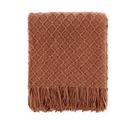 CREVENT Couverture tricotée bohème de Style Rustique pour canapé, Chaise, lit, décoration d'intérieur, Douce, Chaude, Confortable, légère pour Printemps, été, Automne (152 x 203 cm, Caramel)