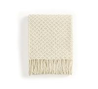 CREVENT Couverture tricotée bohème pour canapé, Fauteuil, lit, décoration intérieure, Douce, Chaude, Confortable et légère, idéale pour Le Printemps, l'été et l'automne (127 cm x 152 cm, Beige)