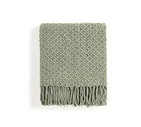 CREVENT Couverture tricotée bohème pour canapé, Fauteuil, lit, décoration intérieure, Douce, Chaude, Confortable et légère, idéale pour Le Printemps, l'été et l'automne (127 cm x 152 cm, Vert Sauge)