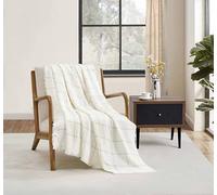 CREVENT Couverture tricotée bohème pour canapé, Fauteuil, lit, décoration intérieure, Douce, Chaude, Confortable et légère, idéale pour Le Printemps, l'été et l'automne (127 cm x 152 cm/crème)