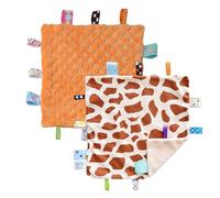 CREVENT Couvertures avec étiquette de sécurité pour bébés, Douces petites doudous pour garçons, Couverture sensorielle pour bébé, Excellents cadeaux pour anniversaire et fête prénatale (60x60cm