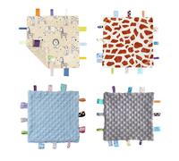 CREVENT Couvertures de sécurité avec étiquette pour bébés, Doudous doux et petits pour garçons, Couverture de confort sensorielle pour bébé, Excellents cadeaux pour anniversaire et fête prénatale